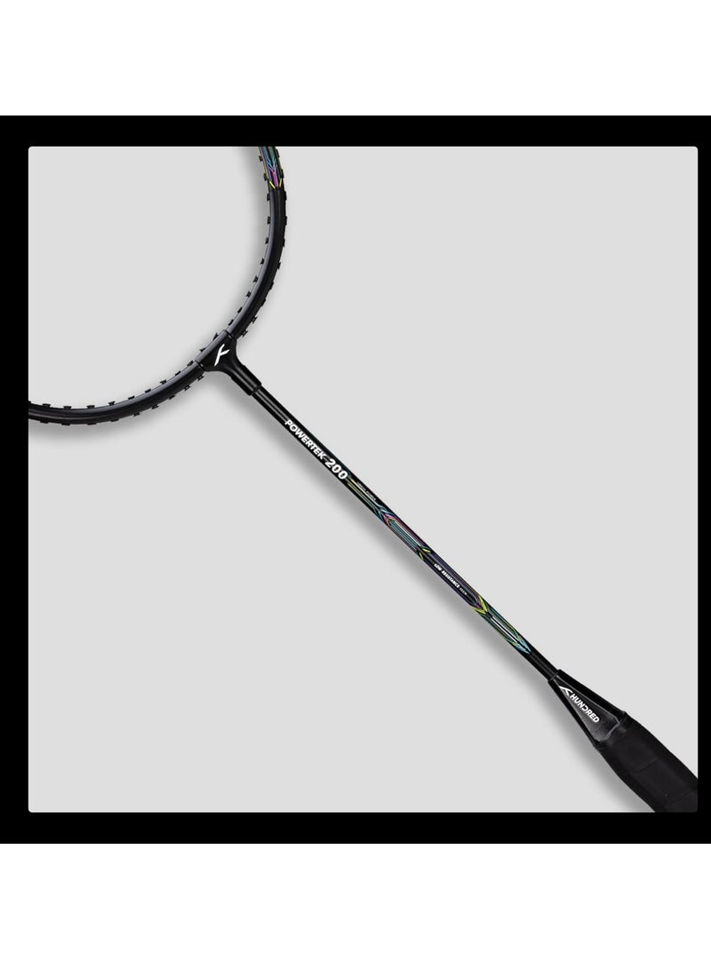 HUNDRED Powertek 200 PRO by HUNDRED Badminton Racquet with Head Cover | Aluminium Frame | Strung | 92g | Grip G5 | Max Tension 18–20 lbs - Image 5