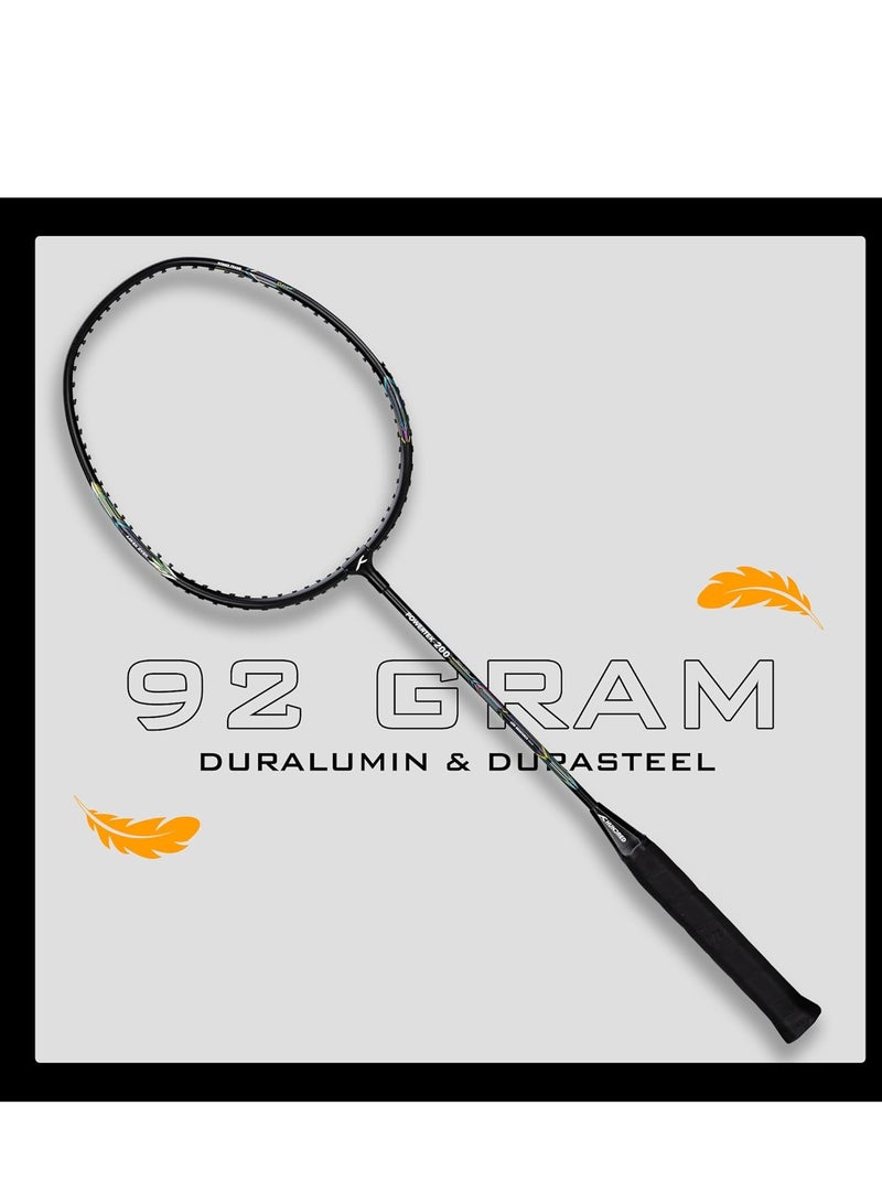 HUNDRED Powertek 200 PRO by HUNDRED Badminton Racquet with Head Cover | Aluminium Frame | Strung | 92g | Grip G5 | Max Tension 18–20 lbs - Image 2