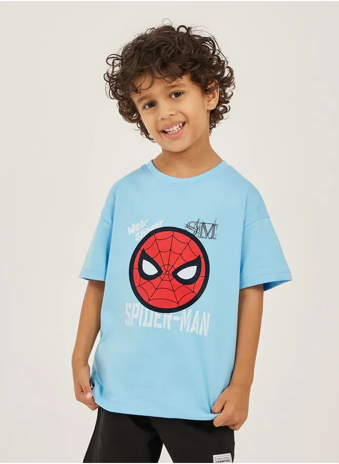 Styli Spider Man Graphic Print Dropped Shoulder Oversized T-Shirt