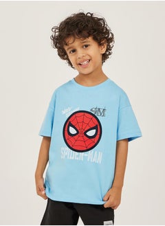Styli Spider Man Graphic Print Dropped Shoulder Oversized T-Shirt  - Image 1