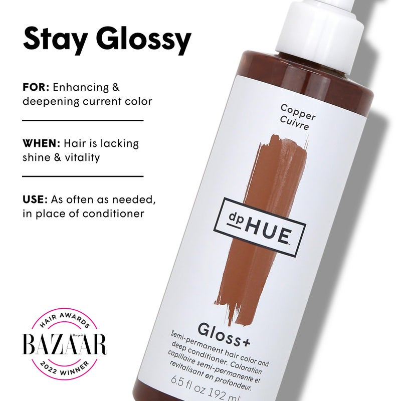 dpHUE Gloss+, Copper - 6.5 oz (8-12 Applications) - Semi-Permanent Hair Color & Conditioner - Lasts Up to Eight Washes - Paraben, SLS & SLES Sulfate Free - Vegan, Leaping Bunny Certified - Image 2