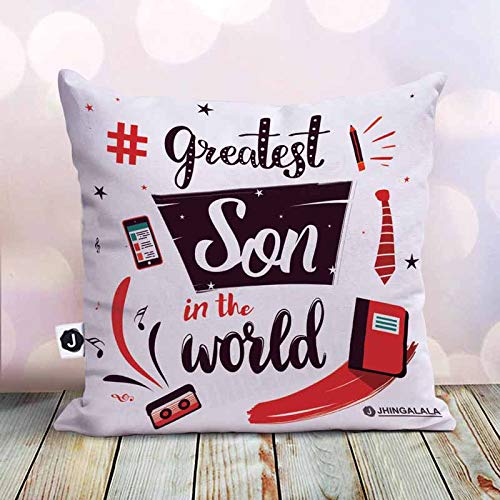 Jhingalala Jhingalala Gift for Son Greatest Son in The World Printed Cushion Cover with Filler Gift for Son Birthday Special - Image 2