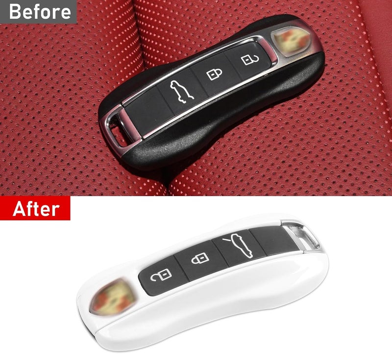 Jaronx Compatible with Porsche Key Fob Cover for Cayenne Panamera 2018-2024, Carrera Taycan Key Accessories 2020-2024 (Pearl White-New) - Image 4