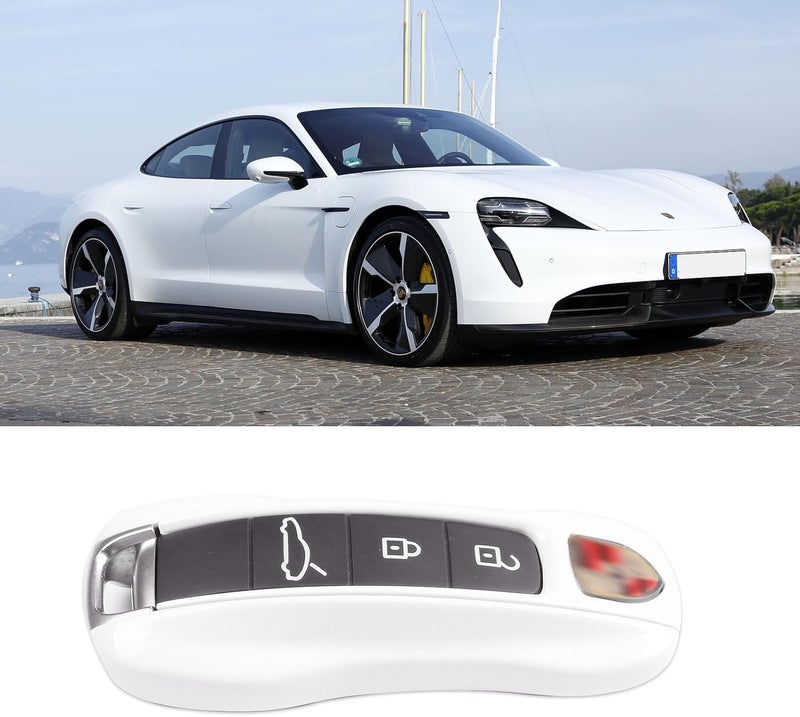 Jaronx Compatible with Porsche Key Fob Cover for Cayenne Panamera 2018-2024, Carrera Taycan Key Accessories 2020-2024 (Pearl White-New) - Image 1