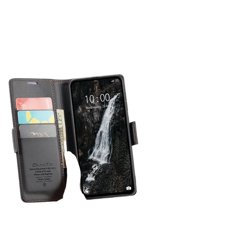 MS غطاء واقي بTPU لـ Redmi Note 14 مع حامل قائم ومغناطيس قوي مع مقاوم للصدمات مع حماية من السقوط باللون بني مغناطيسي بوظيفة حامل من مادة TPU باللون البني باللون الأحمر - Image 3