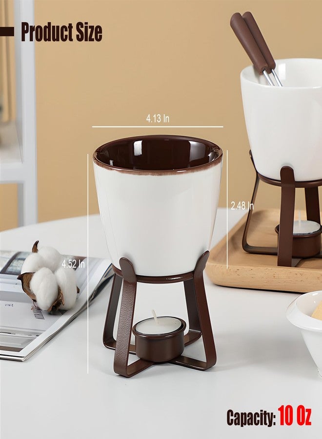 LamChyar Chocolate Melting Pot Set, Fondue Cup for Person or Family, Tealight Cheese Chocolate Butter Warmer Set, Melting Cup Set with 2 Forks - Image 2