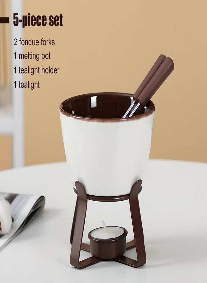 LamChyar Chocolate Melting Pot Set, Fondue Cup for Person or Family, Tealight Cheese Chocolate Butter Warmer Set, Melting Cup Set with 2 Forks - Image 4