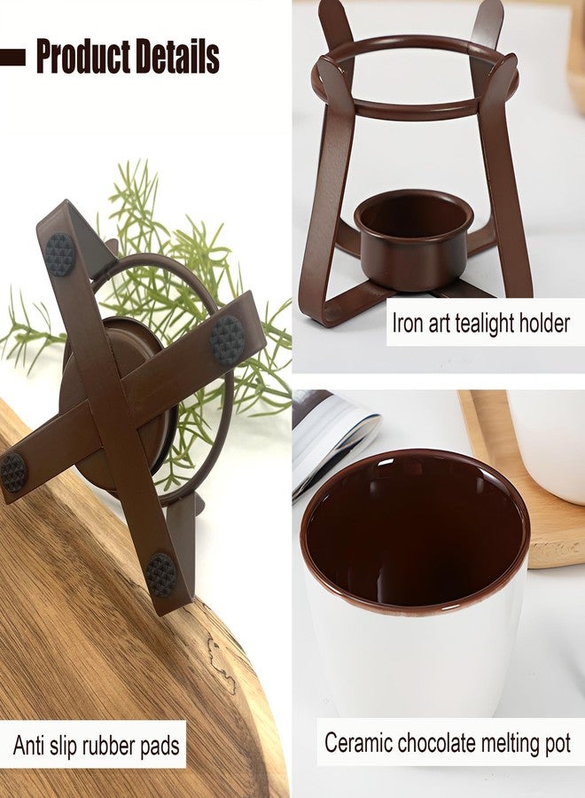 LamChyar Chocolate Melting Pot Set, Fondue Cup for Person or Family, Tealight Cheese Chocolate Butter Warmer Set, Melting Cup Set with 2 Forks - Image 3