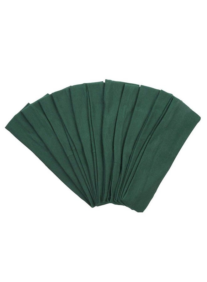 ICObuty Headbands Hairband Cotton Soft And Stretchy Elastic Solid Color 12 Pcs Per Lot (Forest Green) - Image 2