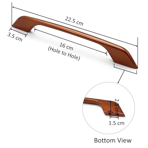 RAB Handle Zinc, for Door, Window, Drawer/Cabinet/Wardrobe, Kitchen and Office, Furniture Handle (Code:- Hand 1086, Finish:- Rose Gold, Size:- 160mm, Pack of 1 PCS) - Image 2