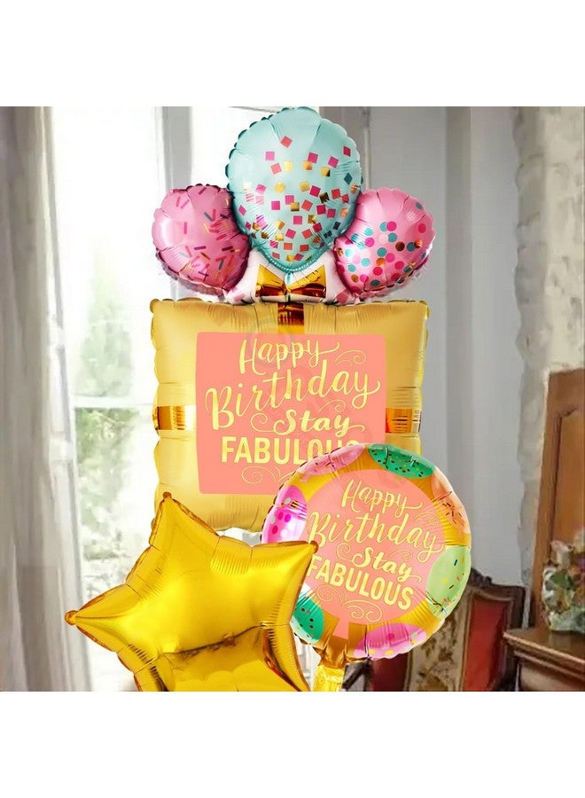 Propsicle Birthday Foil Stay Fabulous Balloon Pack of 5 Rose Gold Party Decoration Item for Birthday Theme Party