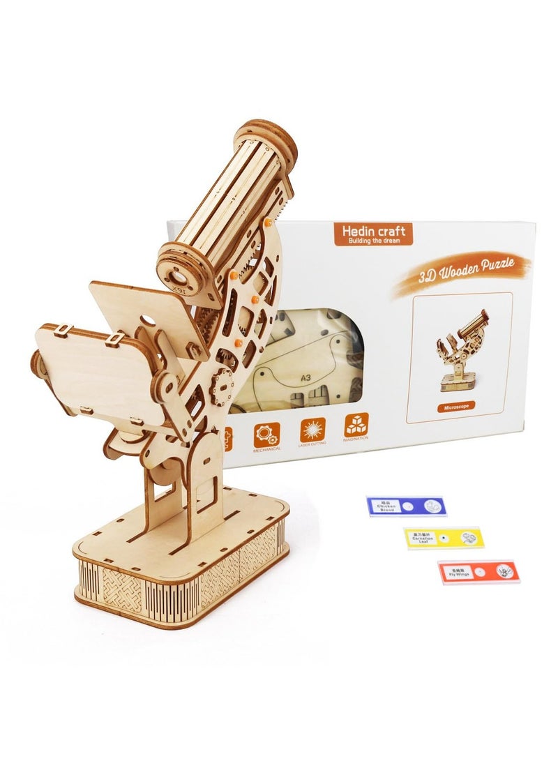 SYOSI 3D Wooden Puzzle Craft Kits, Educational Brain Teaser DIY Crafts Kits, Model Building Kits, Wooden Puzzle Science Gifts Christmas Birthday Gift for Adults Boys Girls (Microscope) - Image 1