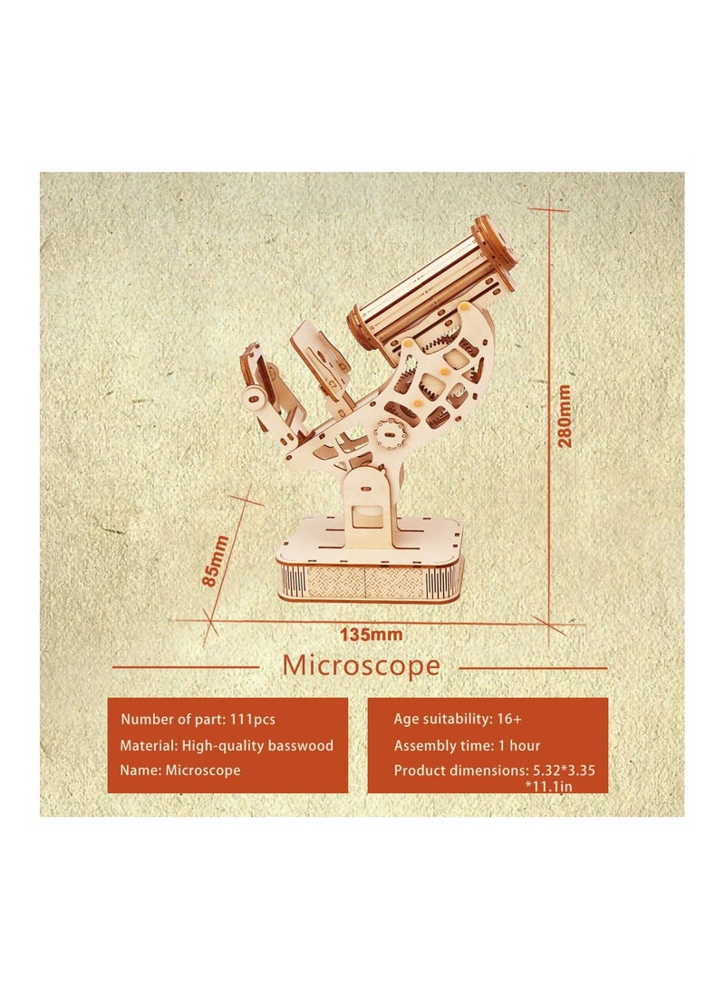 SYOSI 3D Wooden Puzzle Craft Kits, Educational Brain Teaser DIY Crafts Kits, Model Building Kits, Wooden Puzzle Science Gifts Christmas Birthday Gift for Adults Boys Girls (Microscope) - Image 5