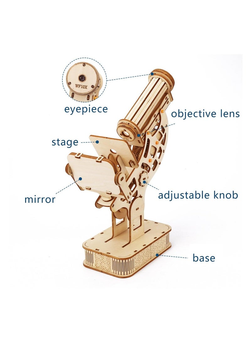 SYOSI 3D Wooden Puzzle Craft Kits, Educational Brain Teaser DIY Crafts Kits, Model Building Kits, Wooden Puzzle Science Gifts Christmas Birthday Gift for Adults Boys Girls (Microscope) - Image 4