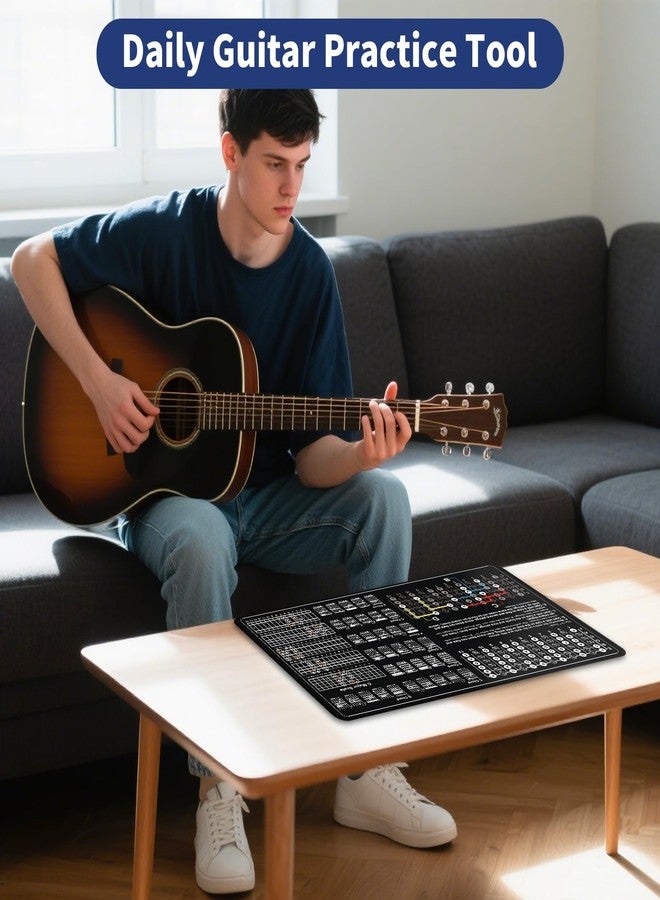 Enjoyard Guitar Theory Mat for Beginner Enthusiasts Guitar Fret board Chart Guitar CAGED System Chord Shape Memorize Fret Board Notes Scale Finger Patterns Guitar - Image 3