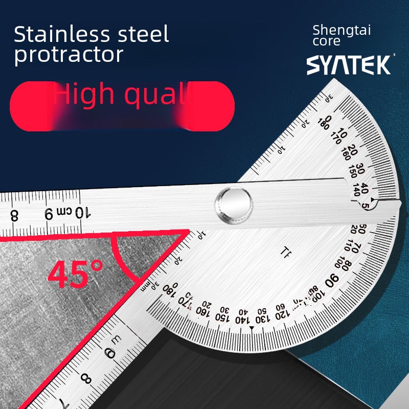 Shengtaixin Stainless Steel Protractor Angle Ruler Woodworking Angle Ruler Measuring Tool Industrial Grade Multi-Functional Angle Gauge(Single arm hollow 80*120mm) - Image 2