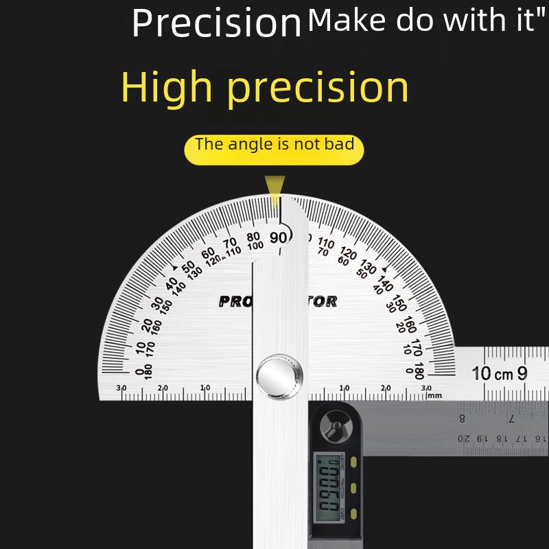 Shengtaixin Stainless Steel Protractor Angle Ruler Woodworking Angle Ruler Measuring Tool Industrial Grade Multi-Functional Angle Gauge(Single arm hollow 80*120mm) - Image 3