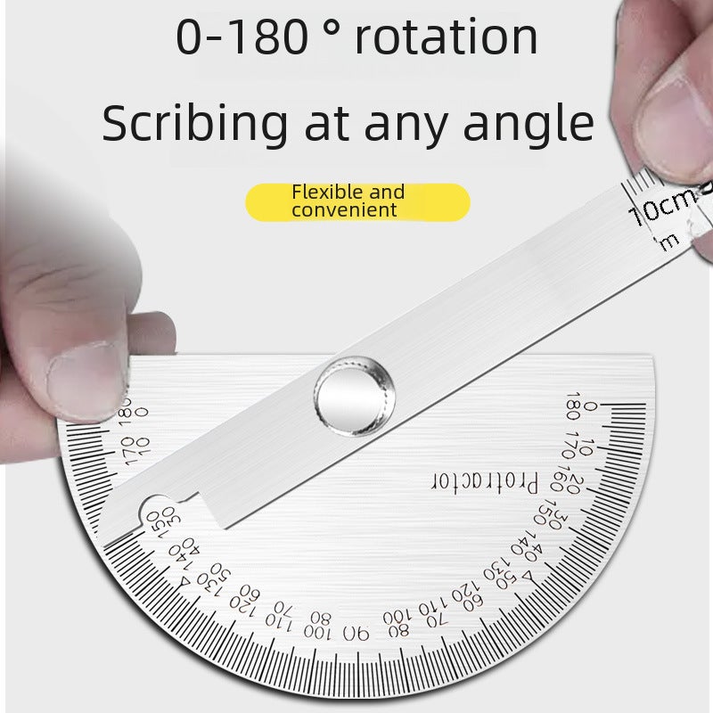 Shengtaixin Stainless Steel Protractor Angle Ruler Woodworking Angle Ruler Measuring Tool Industrial Grade Multi-Functional Angle Gauge(Single arm hollow 80*120mm) - Image 4