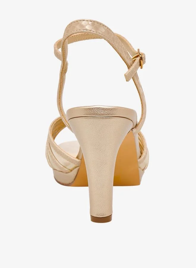 Flora Bella By Shoexpress GOLD Women Strappy Buckle Closure Sandals for Women | Best Price UAE