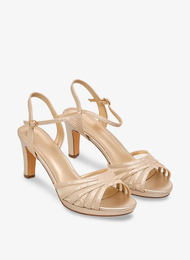 Flora Bella By Shoexpress GOLD Women Strappy Buckle Closure Sandals for Women | Best Price UAE