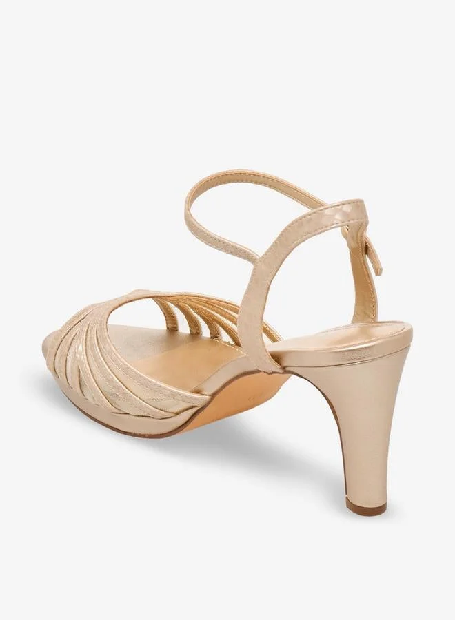 Flora Bella By Shoexpress GOLD Women Strappy Buckle Closure Sandals for Women | Best Price UAE