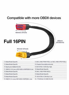 SYOSI OBD2 Extension Cable OBDII Extend Full 16Pin Male to Female for Car OBD Diagnostic Extender Cord Connector Reinforced Nylon Material 60CM/23.6Inch  - Image 5