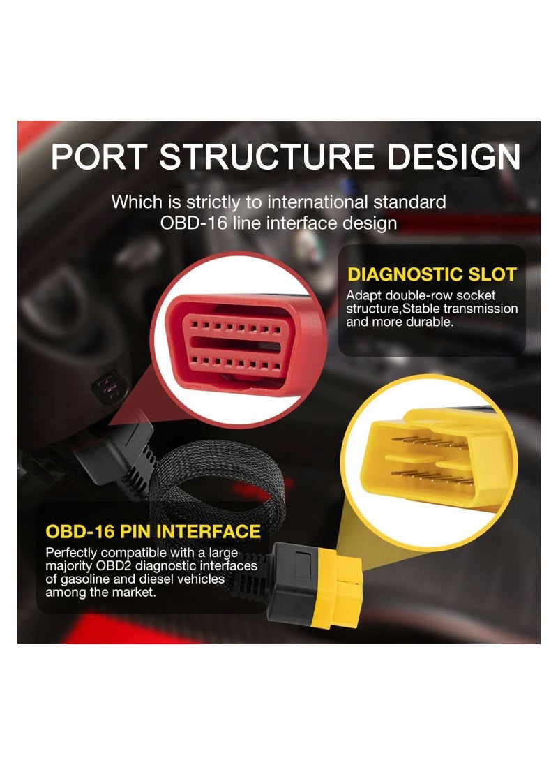 OBD2 Extension Cable OBDII Extend Full 16Pin Male to Female for Car OBD Diagnostic Extender Cord Connector Reinforced Nylon Material 60CM/23.6Inch