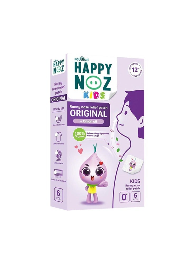 Happy Noz Original Nasal Relief Patch for Kids & Infants – Natural Onion Oil, 6 Patches – Instant Congestion & Cold Relief