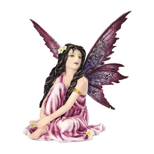 Pacific Giftware 5.25 Inch Fairyland Purple Winged Fairy with Flowers Statue Figurine - Image 3
