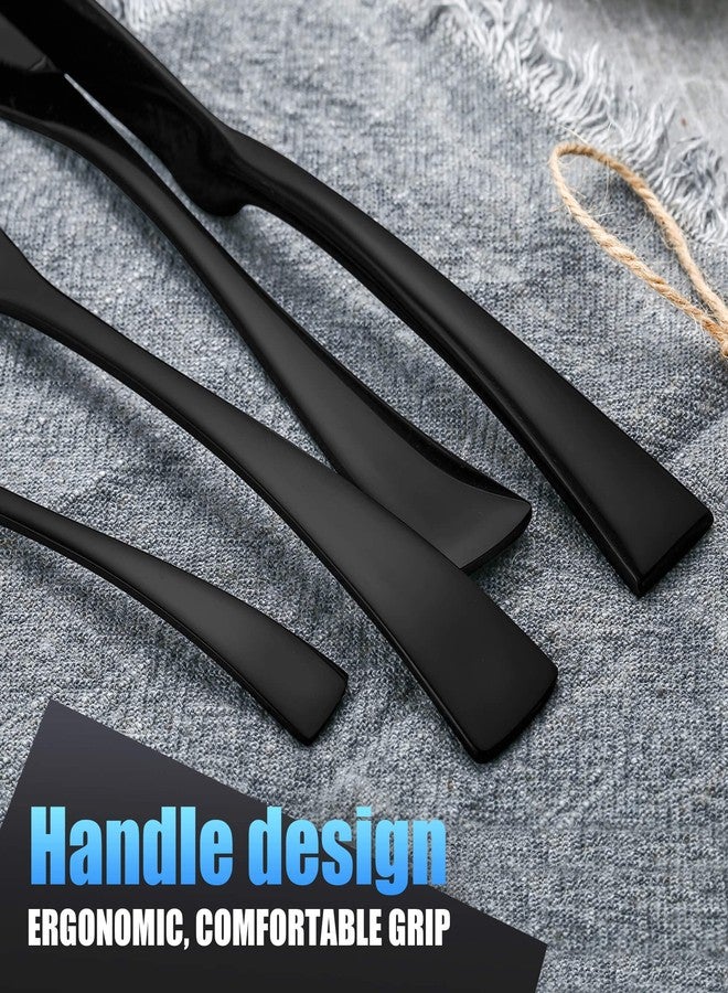 Lemeya 24 Pieces Black Silverware Set for 6,Heavy Duty 18/10 Stainless Steel Flatware Set with Forged Stand Knife,Modern Cutlery Utensil Set,Mirror Polished,Dishwasher Safe - Image 5