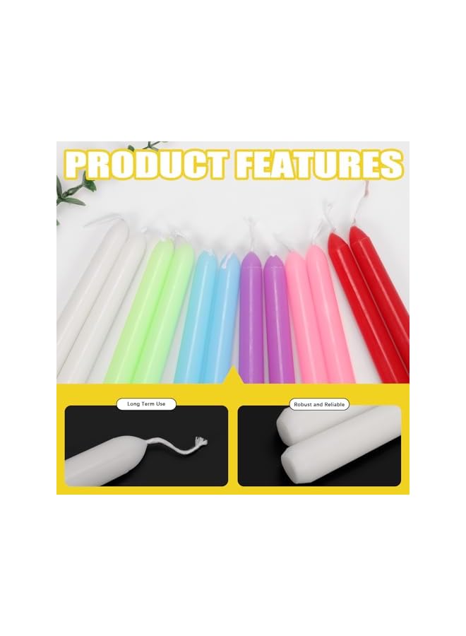 Green Tiger 12Pcs 6 Colors Taper Candles, 10 Inch Tall Colored Taper Candles Unscented Tapered Candles Smokeless Candlesticks for Home Décor Prayer Meditation Christmas - Image 3