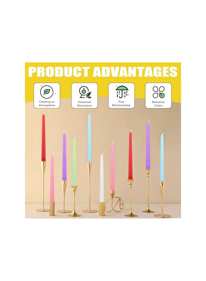 Green Tiger 12Pcs 6 Colors Taper Candles, 10 Inch Tall Colored Taper Candles Unscented Tapered Candles Smokeless Candlesticks for Home Décor Prayer Meditation Christmas - Image 4