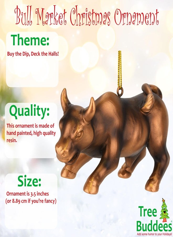 Tree Buddees Bronze Bull Market Stock Trading ~ Day Trader Christmas Ornament - Image 2