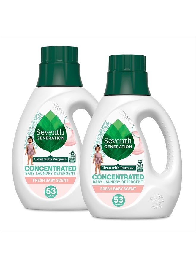 Seventh Generation Concentrated Baby Laundry Detergent, Fresh Scent, 40 Fl Oz, Pack of 2  - Image 1