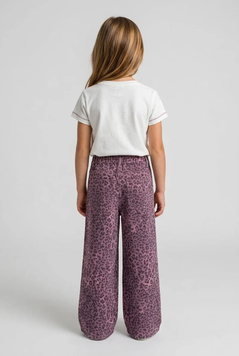 Ovs  OVS Purple Wide-Leg Pure Cotton Trousers With Animal Print For Girls for Women | Best Price UAE