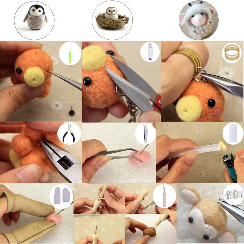 Mayboos Needle Felting Starter Kit,Wool Roving 40 Colors Set, Wool Felt Tools with Instruction Included for Felted Animal Needle Felting Supplies - Image 5