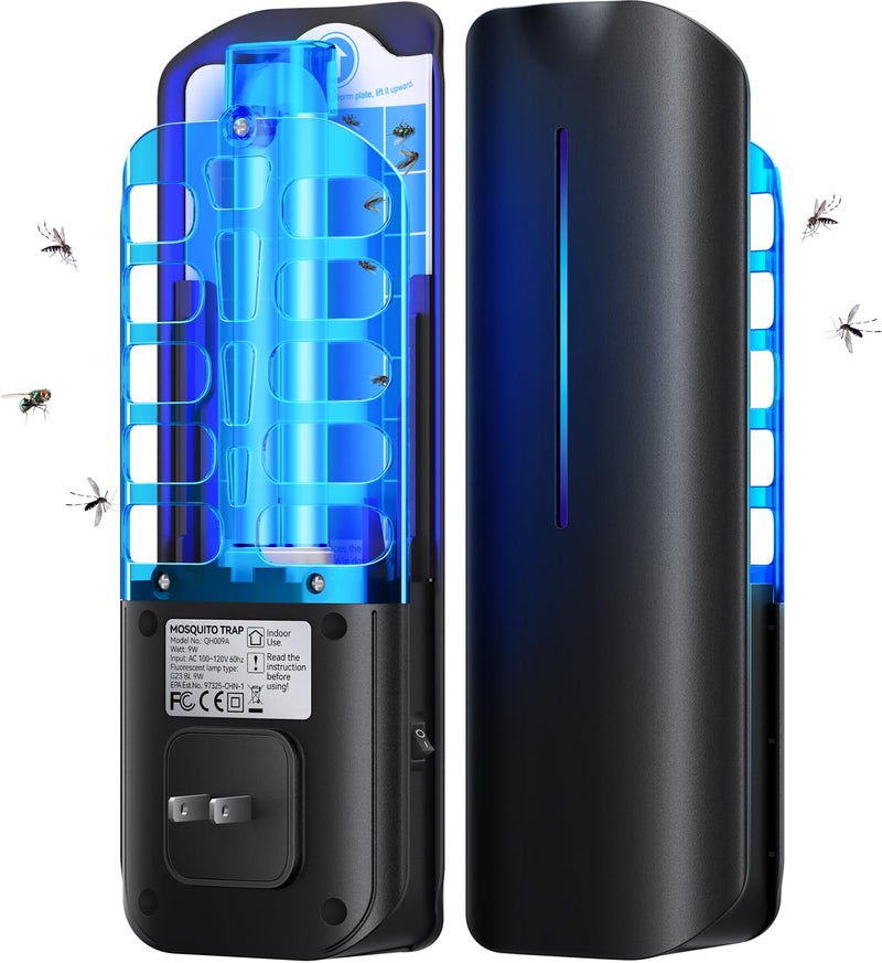 BURLAN Flying Insect Trap Plug in Mosquito Bug Zapper Indoor Gnat Moth Catcher with 9W Night UV Light, 10 Sticky Glue Board Refills for Home Office - Image 1