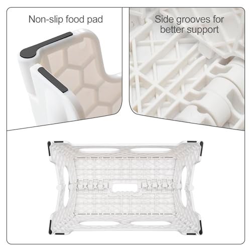 ACSTEP Folding Step Stool 9 Inch,15-Inch Extra Wide Heavy Duty Stepping Stool More Safe and Comfortable Non Slip Foldable Step Stool for Kids and Adults White - Image 2