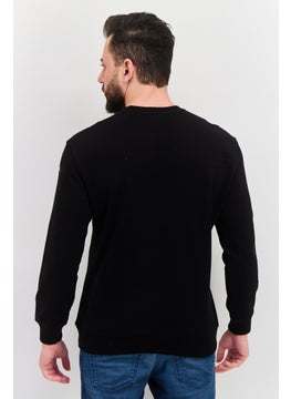 LEE Men Crew Neck Embroidered Logo Long Sleeves Sweatshirt, Black  - Image 3