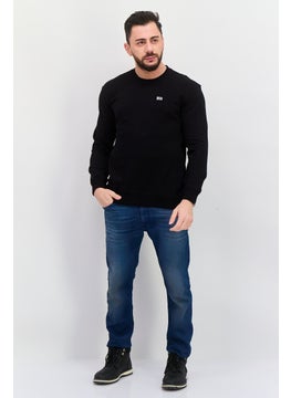 LEE Men Crew Neck Embroidered Logo Long Sleeves Sweatshirt, Black  - Image 4
