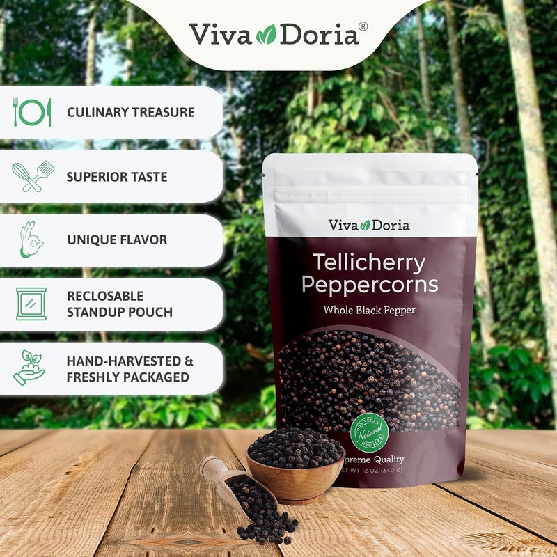 Viva Doria Tellicherry Peppercorns with Grinder - Image 2