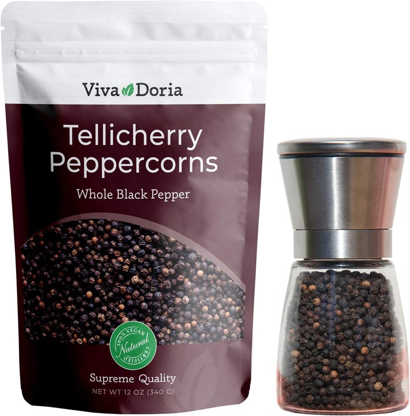Viva Doria Tellicherry Peppercorns with Grinder - Image 1