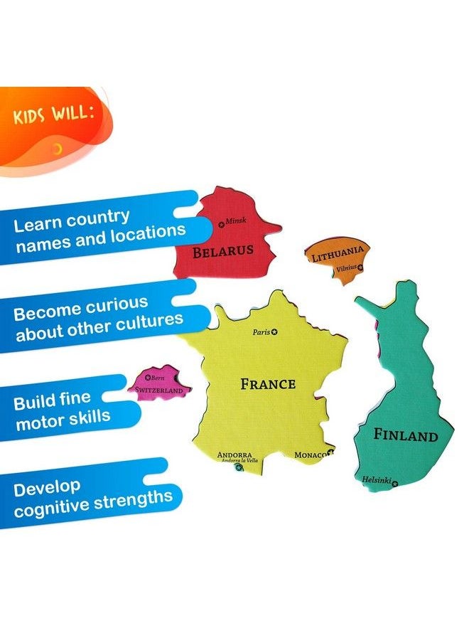 Geotoys - Geopuzzle Europe Educational Kid Toys For Boys And Girls, 58 Piece Geography Jigsaw Puzzle, Jumbo Size Kids Puzzle Ages 4 And Up - Image 1