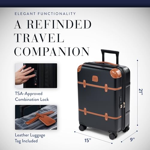 Bric's Bellagio 3.0 Spinner Trunk - Luxury Hardshell Carry On Luggage with Large Wheels, Telescopic Handle, Leather Detailing - Expandable Rolling Suitcase - 21", Black - Image 3