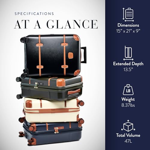 Bric's Bellagio 3.0 Spinner Trunk - Luxury Hardshell Carry On Luggage with Large Wheels, Telescopic Handle, Leather Detailing - Expandable Rolling Suitcase - 21", Black - Image 5