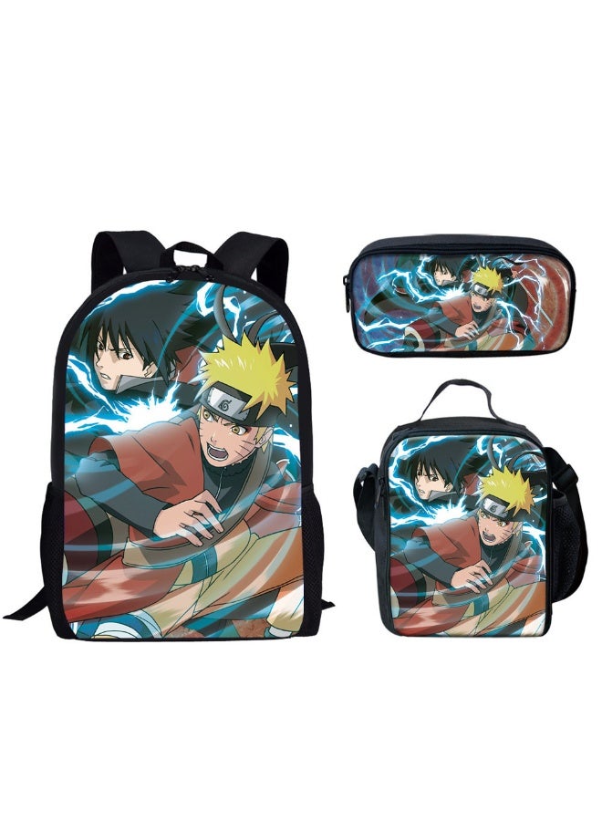 Naruto backpack pencil case satchel three-piece suit men and women leisure sports travel backpack student school backpack - Image 1