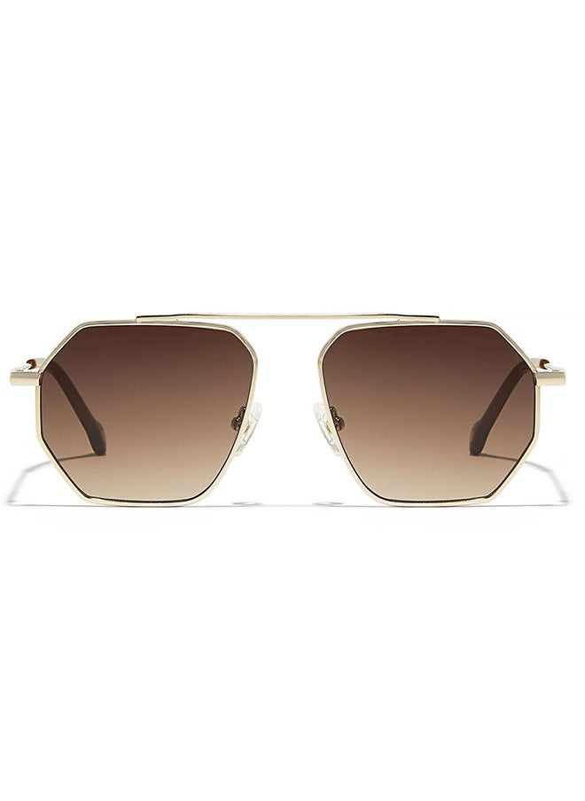 30Sundays - 30Sundays HALCYON,Men Sunglasses, Geometric Sunglasses, UV Protection: UV400 (Gold,Brown) - Image 1