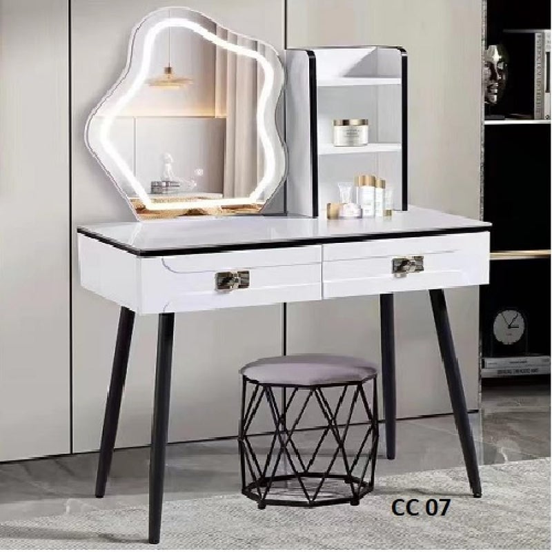 Harmony Homes Vanity Desk with LED Lighted Mirror – Makeup Table with Touch Sensor & Multiple Light Modes – 2 Drawers & 3 Storage Cabinets - Image 2