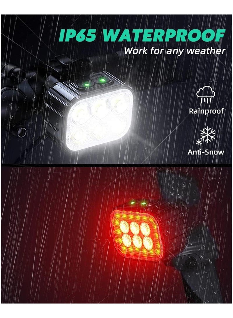 Vierex Bike Light, High Lumens Super Bright Bicycle Light, 6+4 Modes USB Rechargeable Bike Headlight & Tail Light Set, Waterproof Safety Bike Front & Rear Light For Road, Mountain, Night Riding - Image 5