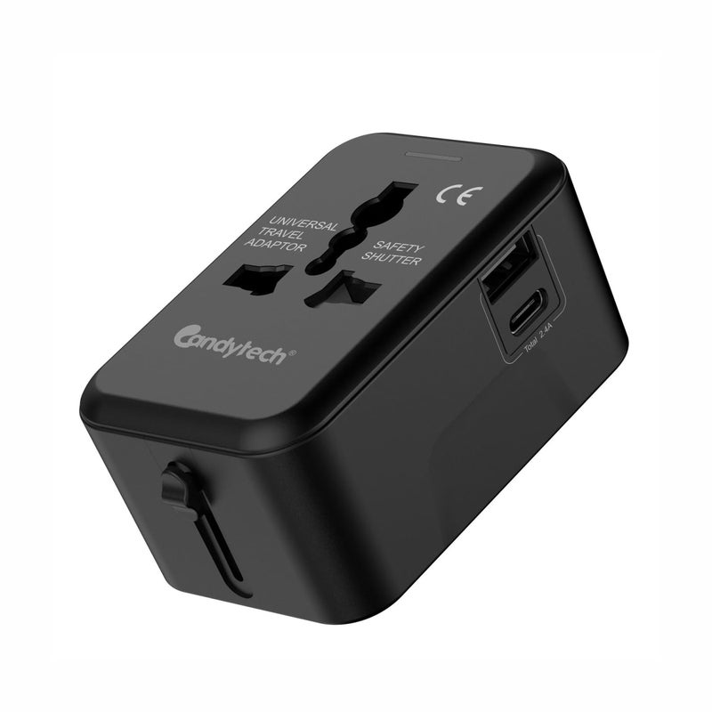 Candytech Latest Universal C12 Travel Adapter Worldwide USB TypC Ports Travel Adapter with Built in USB Charger Ports TypC Ports - Image 1